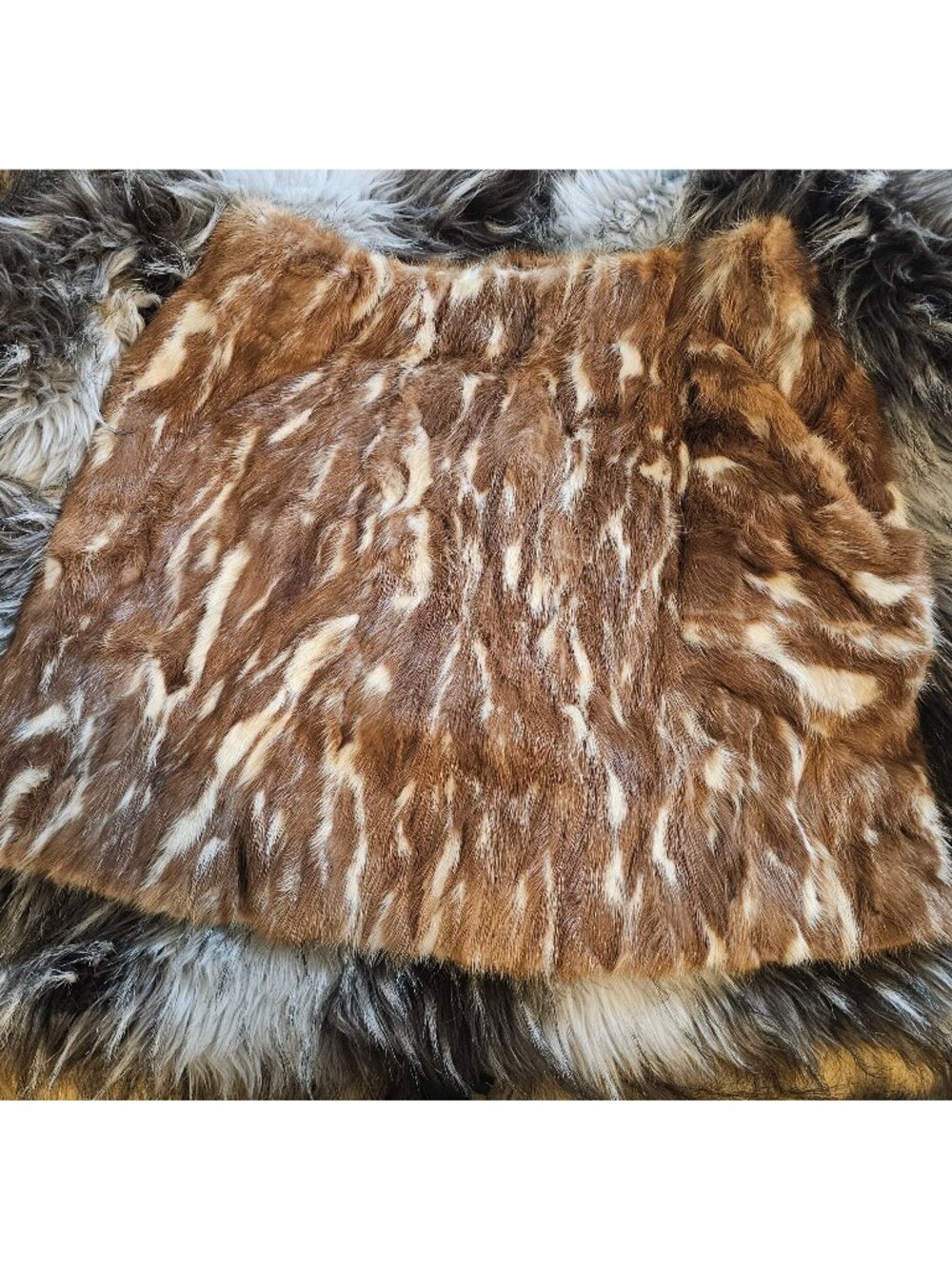 Vintage Rabbit Fur Furry A Line Mini Skirt